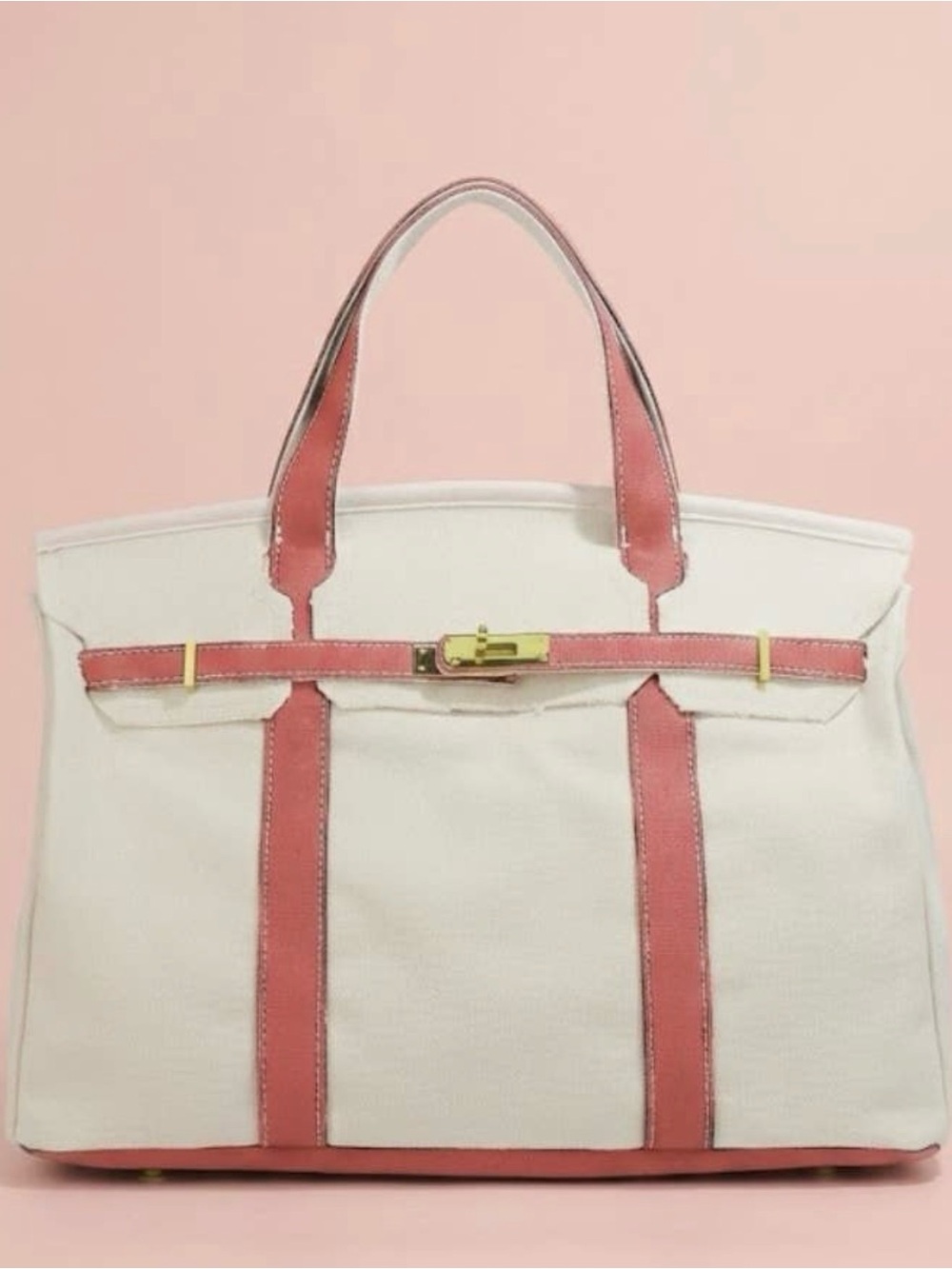 Boatkin Canvas Tote Bag with Pink Trim - Designer Style